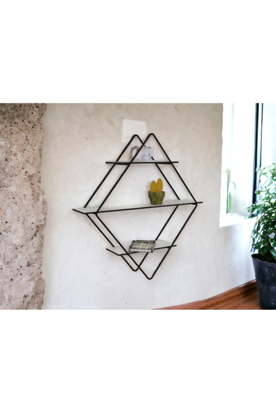 RMD SHOP Dekoratif Metal Duvar Askılı Raf-Banyo Rafı-Kitaplık - 5