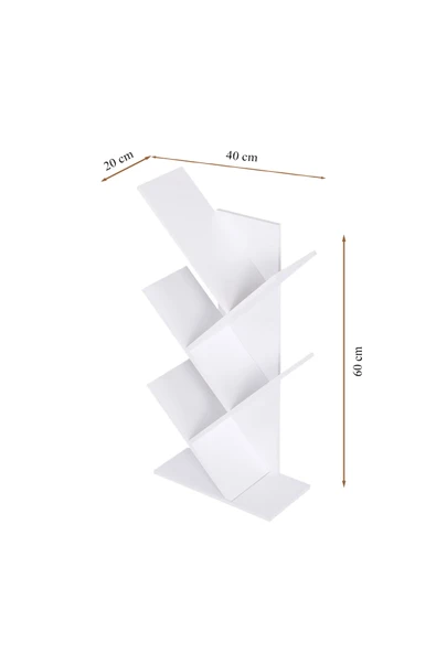 RMD SHOP Dekoratif Mini Masa Üstü Kitaplık Beyaz - 4