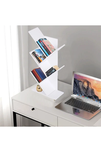 RMD SHOP Dekoratif Mini Masa Üstü Kitaplık Beyaz - 1