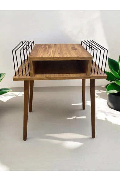 RMD SHOP Plak Ve Pikap Sehpası 2 Li Atlantik Çam Ahşap Ayaklı - 4