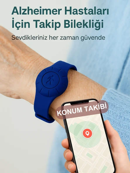 Gözcü Mobil Takip Bilekliği Android Ios Destekli Gps Konum Takibi Alzheimer Çocuk Yaşlı Geçmişe Dönük Takip Cihazı Saati Bileklik Mavi 23CM (5-10 Dakika Aralıklı Sinyal Alır) - 3