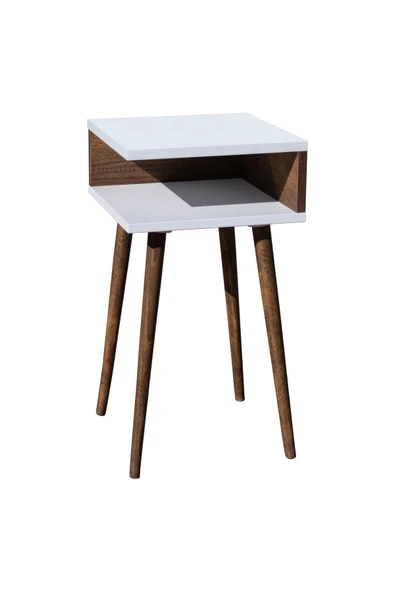 RMD SHOP Eymen Ahşap Ayaklı Yan Sehpa (köşe Sehpa) Beyaz-barok - Resim 3