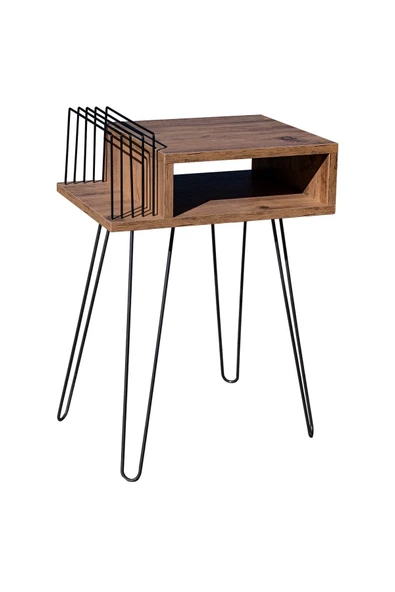 RMD SHOP Plak Ve Pikap Sehpası Metal Ayaklı Atlantik Çam - 3