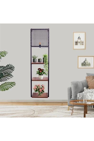 RMD SHOP Kitaplıklı Aplik Duvar Rafı Ve Lambader - 1