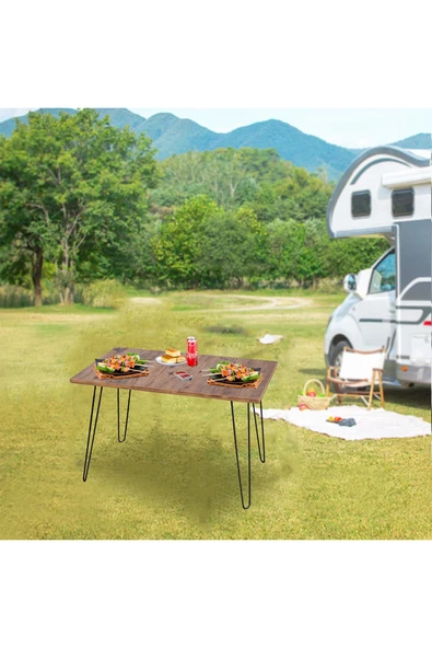 RMD SHOP Katlanır Metal Ayaklı Piknik Sehpası-orta Sehpa - 1
