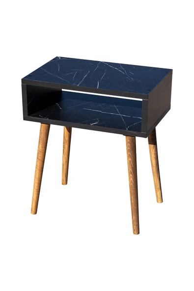RMD SHOP Siyah Mermer Desenli Yan Sehpa,başucu Sehpa,komidin - 4