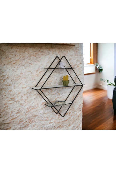RMD SHOP Dekoratif Metal Duvar Askılı Raf-Banyo Rafı-Kitaplık - 3