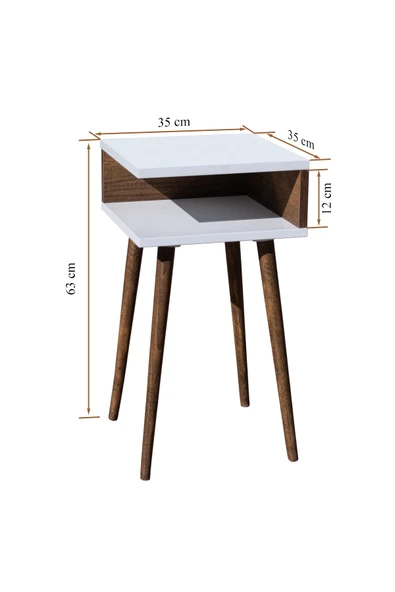 RMD SHOP Eymen Ahşap Ayaklı Yan Sehpa (köşe Sehpa) Beyaz-barok - Resim 2