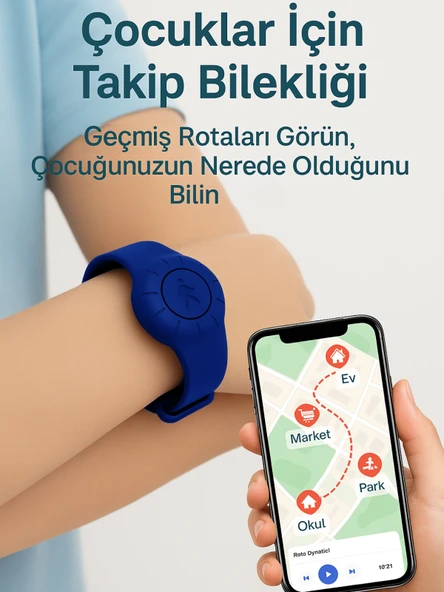Gözcü Mobil Takip Bilekliği Android Ios Destekli Gps Konum Takibi Alzheimer Çocuk Yaşlı Geçmişe Dönük Takip Cihazı Saati Bileklik Mavi 23CM (5-10 Dakika Aralıklı Sinyal Alır) - 4