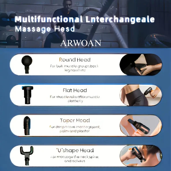 ARWOAN Mini Masaj Tabancası 6 Kademeli Derin Doku Kas Masaj Cihazı, Sessiz ve Taşınabilir - Resim 5