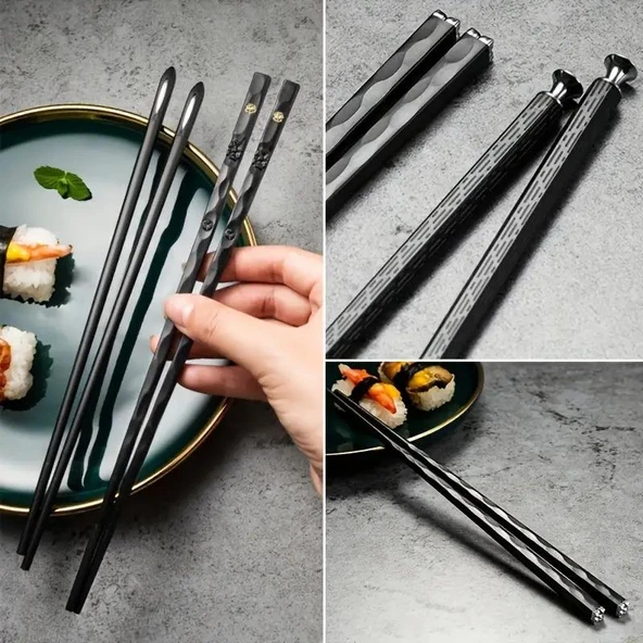 Valkyrie Lüks Japon Tarzı 5'li Çubuk SetiSiyah Özel Tasarım Kaymaz ve Dayanıklı - 3
