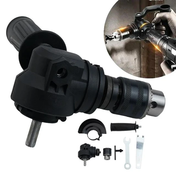 Powermaster PM-26256 Mandrenli 90 Derece Açılı Universal Matkap Başlık Seti Adaptörü - 2