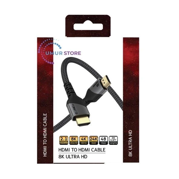 8K UHD HDMI 2.1 48 Gbps / 24K Gold / Alüminyum Gövdeli 8K 60Hz-4K 120Hz-2K 240HZ-FHD 240Hz Destekli Premium HDMI ürün görseli 1