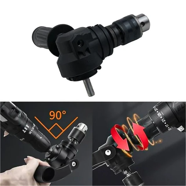 Powermaster PM-26256 Mandrenli 90 Derece Açılı Universal Matkap Başlık Seti Adaptörü - 3