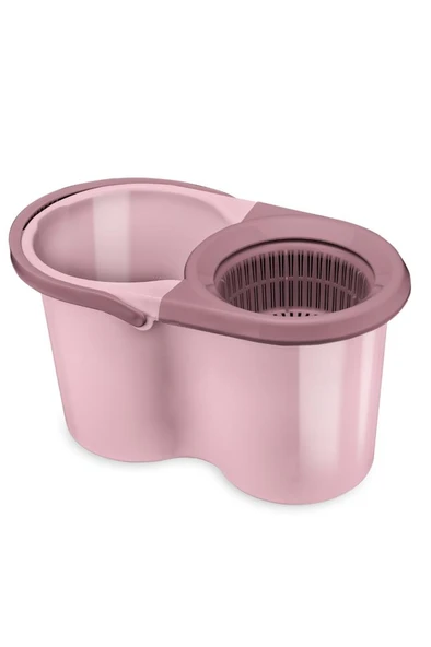 F139 Balerina Otomatik Sıkma Temizlik Seti, Döner Başlıklı Mikrofiber Temizlik Mop Seti Pembe - Resim 2