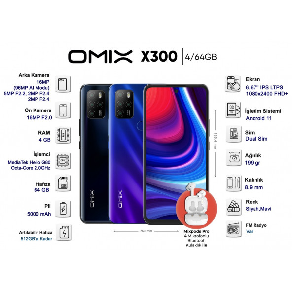 Omix X300 4 GB 64 GB Siyah - 3