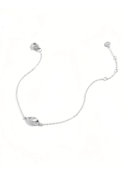 925 Ayar Gümüş Nazar Göz Figürlü Taşlı Kadın Gümüş Bileklik - Resim 3