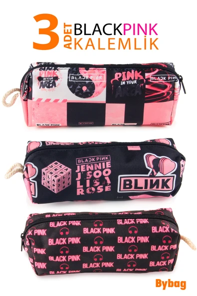 Blackpink K-Pop Desenli Kalemlik Fermuarlı Makyaj Çantası - 1
