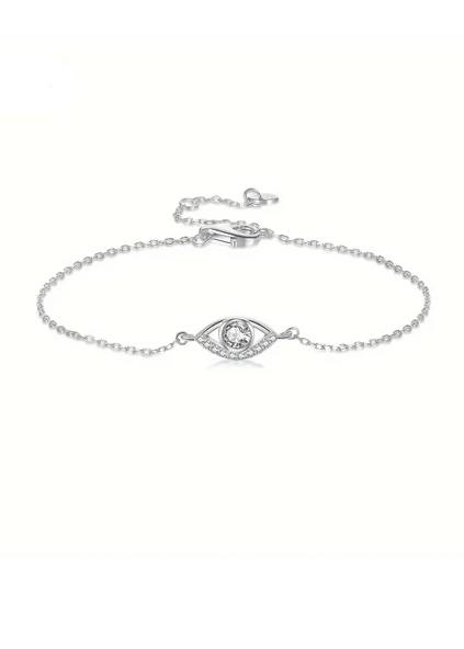 925 Ayar Gümüş Nazar Göz Figürlü Taşlı Kadın Gümüş Bileklik ürün görseli