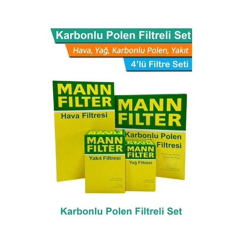 Citroen C5 1.6 Hdı Dizel Euro4 Mann Filtre Bakım Seti 2008-2012 Hava+yağ+yakıt+karbonlu Polen ürün görseli