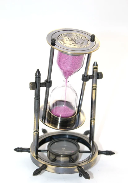 Pirinç Dümenli Pusulalı Kum Saati ürün görseli 1