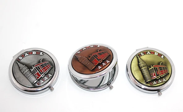 Metal İstanbul Temalı Kabartmalı El Aynası ürün görseli 1