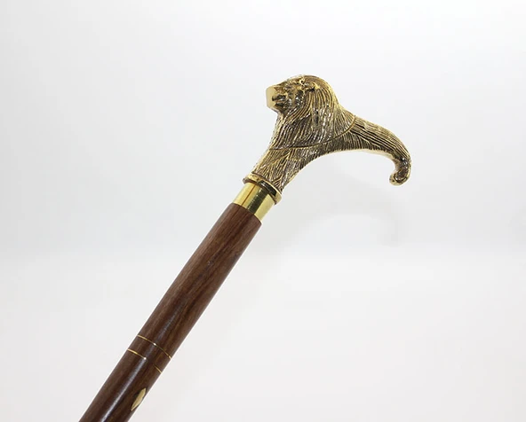 Pirinç Aslan Büstü Baston Model 1 ürün görseli 1