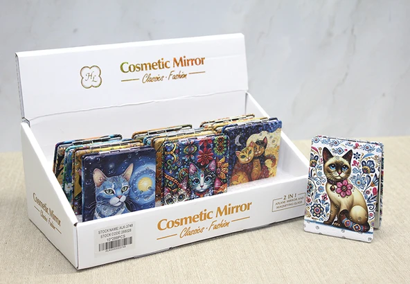 Kedi Taşlı El Aynası Dikdörtgen İnce ürün görseli 1