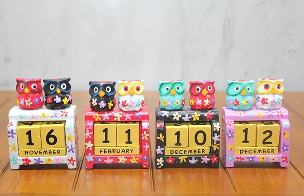 Ahşap Baykuş Takvim Küçük Boy Model 2 ürün görseli 1