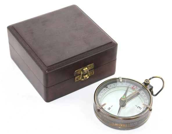 Ahşap Kutulu Pirinç Pusula Model 10 ürün görseli 1