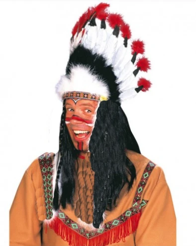 Kızılderili Başlığı Şapkası kırmızı beyaz ürün görseli 1