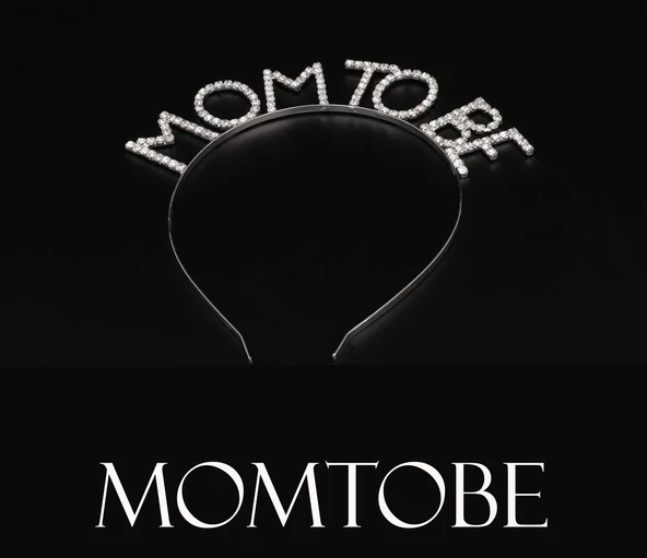 Kristal Taşlı Gümüş Renk Mom to Be Tacı Anne Tacı - Resim 2