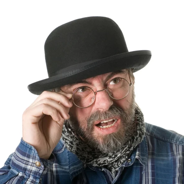 Siyah Renk Yetişkin Boy Retro Bowler Derby Şapkası 58 cm - Resim 2