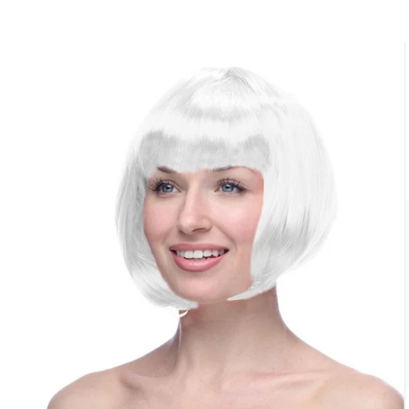 Beyaz Küt Peruk Saç ürün görseli 1
