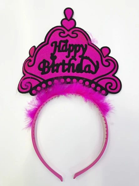 Happy Birthday Yazılı Neon Renk Taç 12 Adet - Resim 4