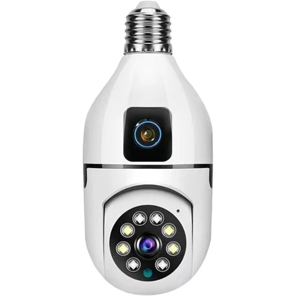 Çift Lensli Duy Girişli Kablosuz Ampul Kamera - 3