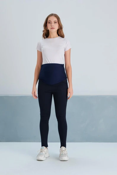 IŞŞIL 5034-Bilek Boy Pamuk Lycra Hamile Dar Paça Pantolon - 8