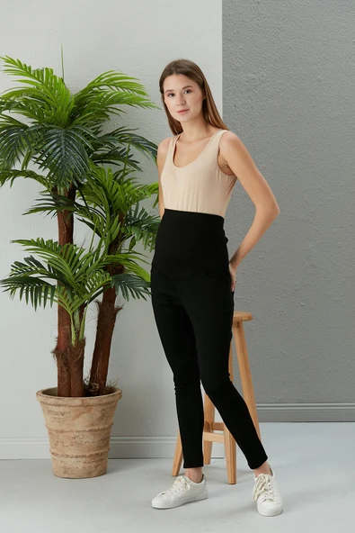 IŞŞIL 5034-Bilek Boy Pamuk Lycra Hamile Dar Paça Pantolon - 4