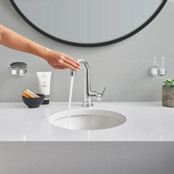 Grohe Essentials New Tutamaçlı cam fırçalık Krom, 40447001 - 2