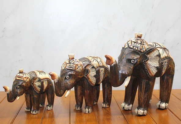 Ahşap 3'lü Fil Seti ürün görseli