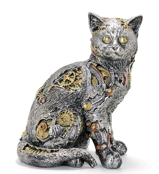 Steampunk Polyester Kedi Figürü Model 1 - 1
