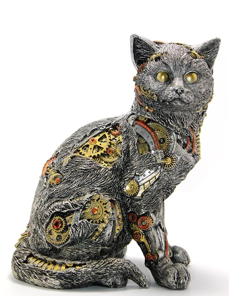 Steampunk Polyester Kedi Figürü Model 2 - 1