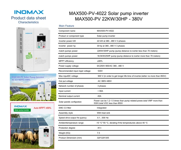 İnomax 22 kW 30 HP Trifaze Solar Pompa Sürücü İnverteri - Resim 2