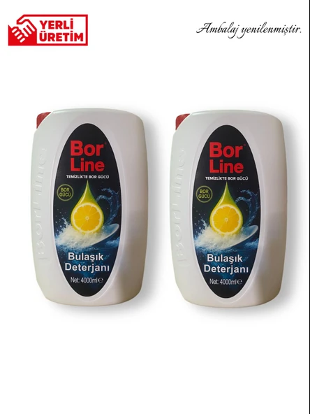 Bor Katkılı Sıvı Bulaşık Deterjanı 4lt Limon Kokulu 2 Adet