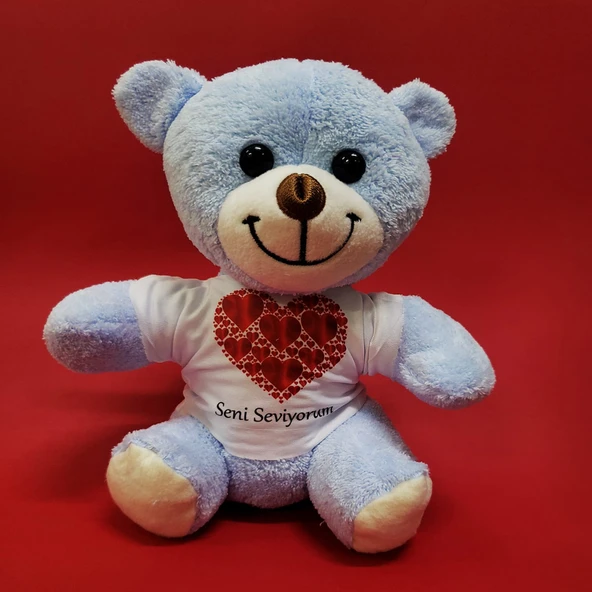 Kalpli Seni Seviyorum Yazılı Tişörtlü Peluş Ayıcık ürün görseli 1
