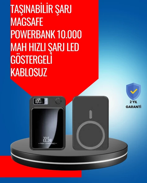 Alüminyum Alaşımlı, 20W PD Hızlı Şarj ve Manyetik Kablosuz Powerbank ürün görseli 1