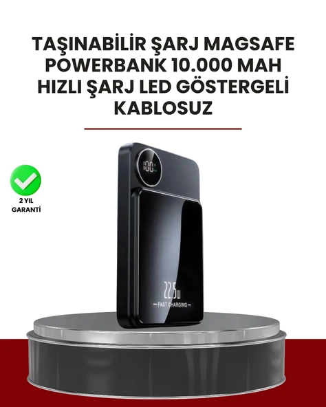 Gerçek Zamanlı Güç Göstergeli Manyetik USB-C Taşınabilir Powerbank ürün görseli
