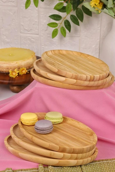 Bambum 6'lı Yuvarlak Servis Tabağı Seti – Kahvaltı, Pasta ve Sunum Tabakları Büyük ürün görseli