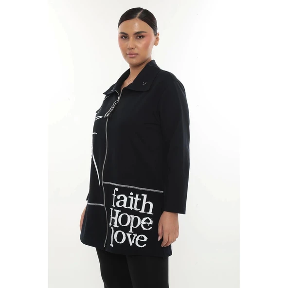 Pamuklu Fermuarlı Büyük Beden Kadın Hırka – Günlük Spor Şık - 3