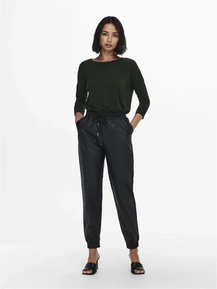 Only 15157920 Genis Yaka Dirsek Kol Kadın Body - Haki - Resim 2